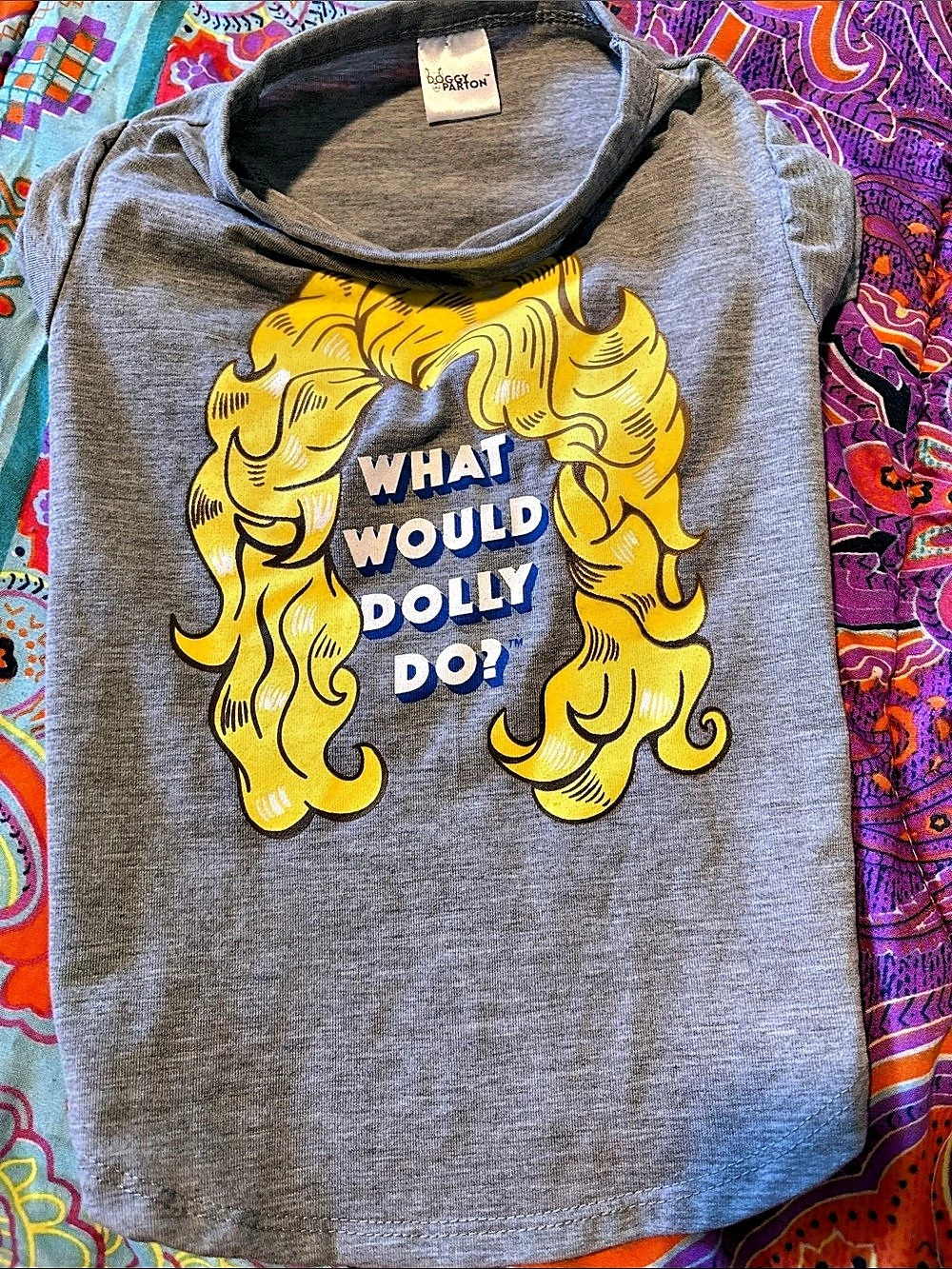 Doggy Parton What Would Dolly Do? graphic tee in Gray